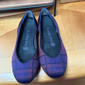 Rothy's Cranberry Plaid Square in women's size 7